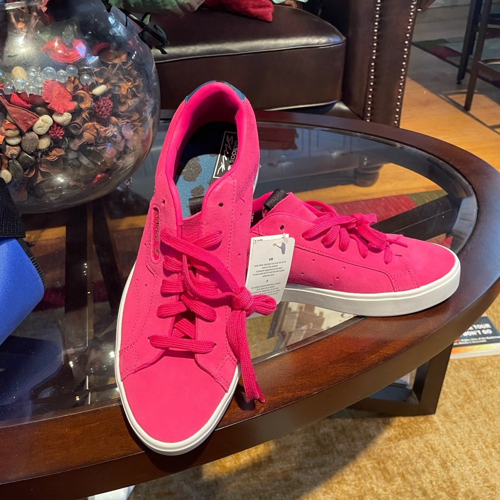 New with tags
Pink and Green Suede Adidas 
Ladies Size US8